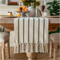 Caflife Boho Table Runner 72 Inchs Long Green and Beige, Cotton and Linen Woven by Caflife
