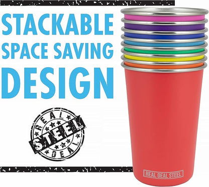 Real Deal Steel Rainbow Cups 16 oz Pint Cups, Stackable Tumblerrs, Eco Friendly - Image 9