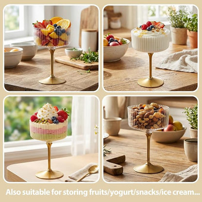 LIYH 20pcs Plastic Martini Glasses Disposable 10 Oz Clear and Gold Plastic Cups - Image 7