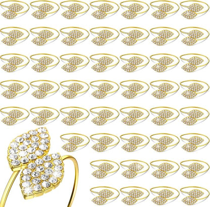 Hotop Gold Napkin Rings Gold Table Decoration, Leaves Napkin Rings, by HOTOP