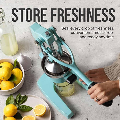 Zulay Kitchen Cast Iron Juicer - Easy-to-Clean Heavy-Duty Manual Juicer, Professional Citrus Juicer - Stainless Steel Lemon Squeezer - Manual Citrus Press & Orange Squeezer - Orange Juicer – Mint