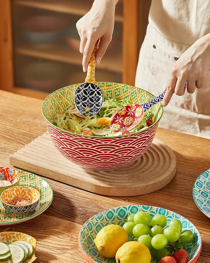 Metahom 9" Ceramic Salad Servers, Cooking and Stirring, Dishwasher & Microwave - Image 4
