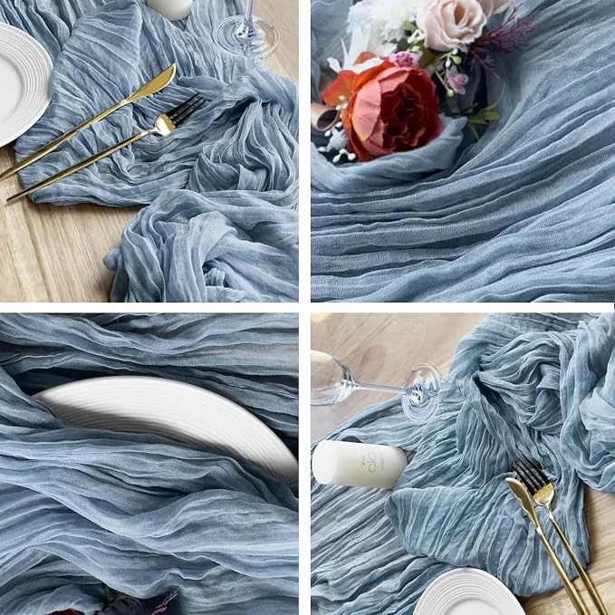 8 Pack Dusty Blue Cheesecloth Table Runner 20 x 120 inch Gauze Table Runners 10 - Image 6