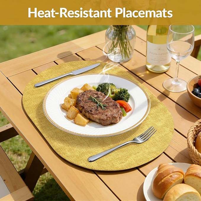 Placemats Set of 4, 11.8 x 17 Inch, Waterproof Wipeable Reversible PU Placemat - Image 4