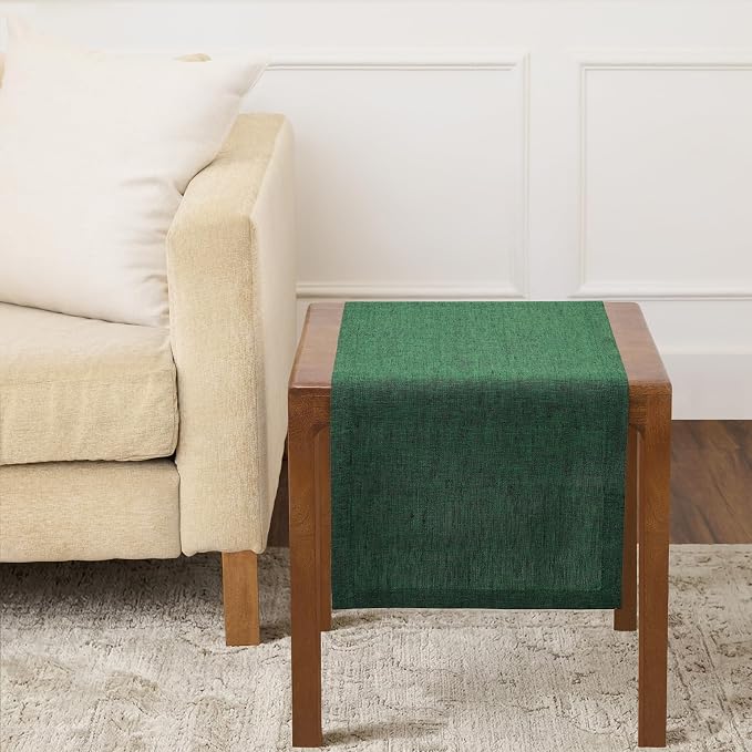 Solino Home 100% Pure Linen Table Runner Forest Green, Athena 14 x 36 in | by SolinoHome