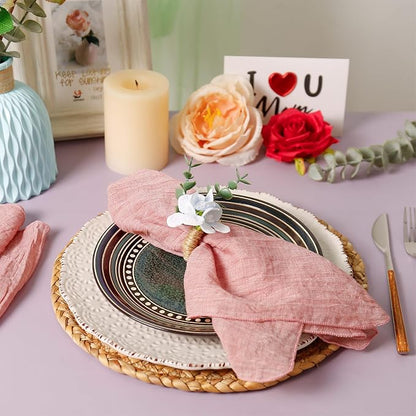 Handmade Floral Napkin Rings, Hydrangea & Eucalyptus Leaf Spring Decoration - Image 6