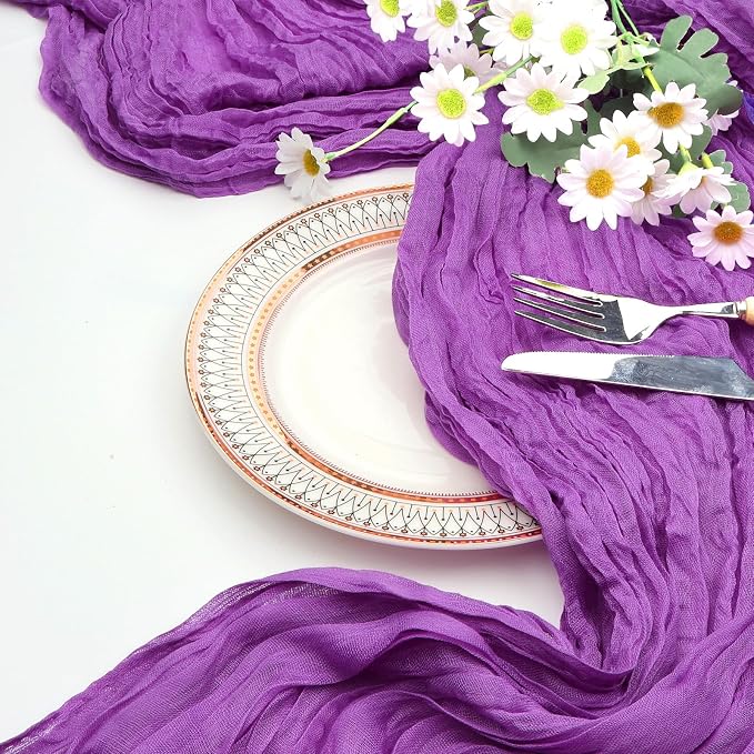 12 Pack Purple Cheesecloth Table Runner 17 x 108 Inch | Boho Gauze Cheese Cloth - Image 6