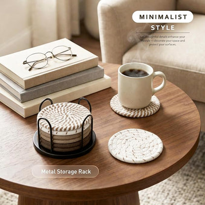 Lazebox Coasters Set of 8 for Drinks, 4 Inch Large Coasters for Coffee Table - Image 2