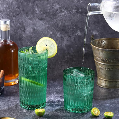 Loivttvv Glassware Drinking Glasses Set of 8, 14 oz Highball Glasses & 10 oz - Image 4