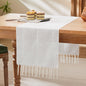 Braided Farmhouse Table Runner, Braided White 13x36 Inch, Cotton Linen Table by Unknown