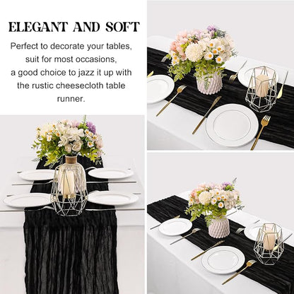 6 Pieces Black 10FT Cheesecloth Table Runner Boho Gauze Fabric Table Runner - Image 3