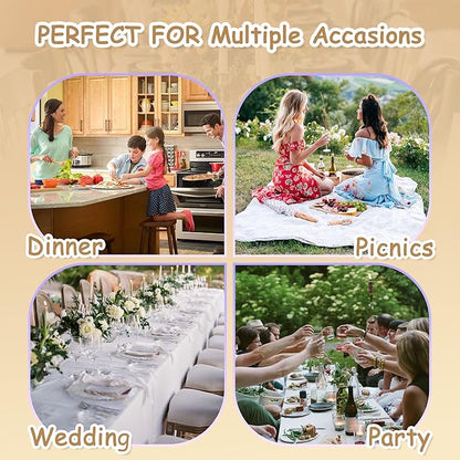 MYSKY HOME Table Cloth 60x120 in Rectangle, Heavy Duty Cotton Tassel Linen Look Waterproof Tablecloths Farmhouse Tablecloth, Wrinkle Free Table Cover with Black Tassels for Kitchen Dining, Party
