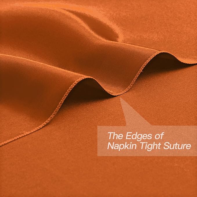 P Pothuiny 12 Pcs Burnt Orange Satin Napkins 17x17 in, Satin Cloth Napkins | - Image 3
