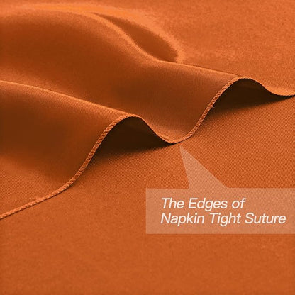 P Pothuiny 12 Pcs Burnt Orange Satin Napkins 17x17 in, Satin Cloth Napkins | - Image 3