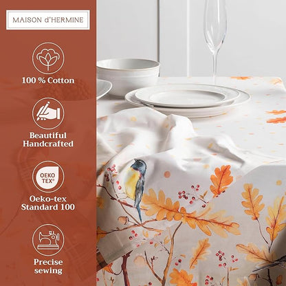 Maison d' Hermine Cloth Napkins Set of 4 100% Cotton for Thanksgiving Christmas Decorations Everyday Reusable Square Fall Napkins Cloth Washable Dinner Party (Oak Leaves, 20"x20")