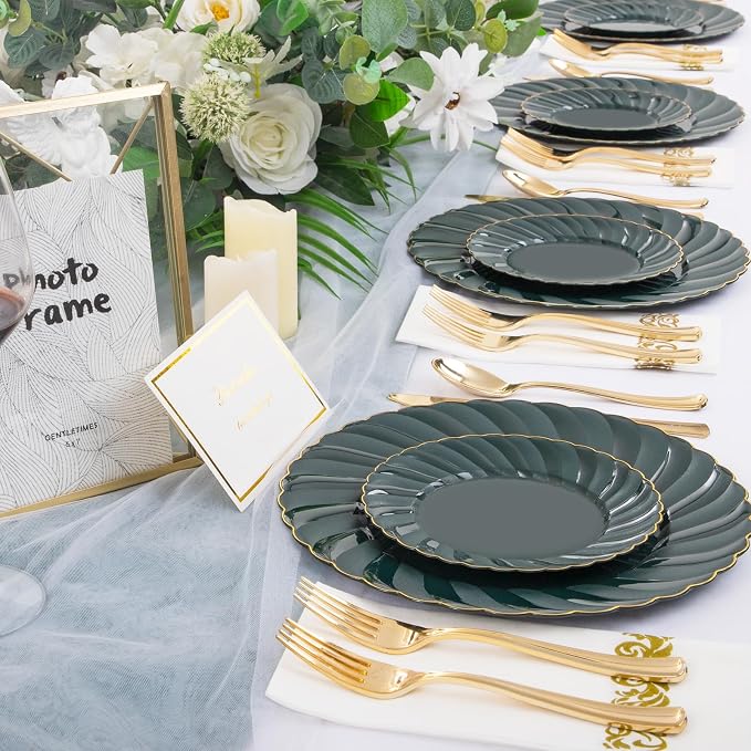 YOUBET 150PCS Emerald Green Plastic Plates - Image 6