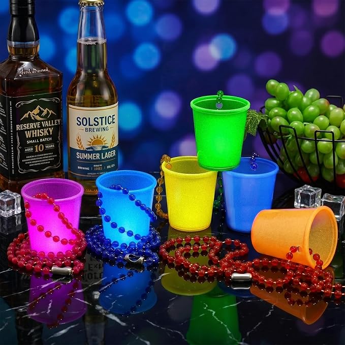 Cididu 24 Pack Shot Glass Necklaces Cups Glow in The Dark, Plastic Reusable - Image 8
