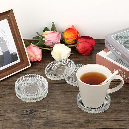 JUXYES Set of 5 Heat-Resistant Clear Glass Coaster - Image 4