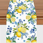 Lemon and Blue Floral Table Runner, 72 x 13 inches, Easy Care Machine Washable by Unknown