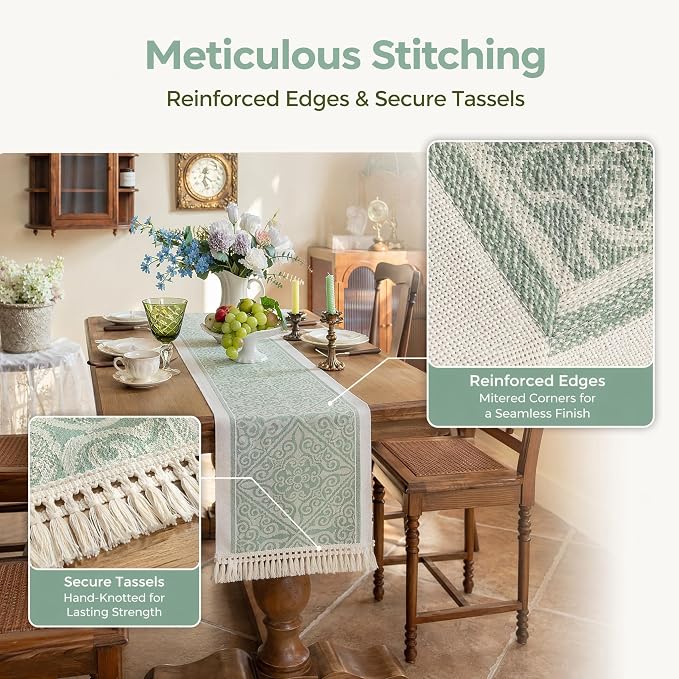 14x63 Damask Table Runner Waterproof French Vintage Dresser Scarf | Tired of a - Image 5