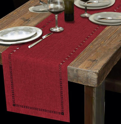 Grelucgo Short Handmade Hemstitched Polyester Rectangle Table Runners Dresser - Image 3
