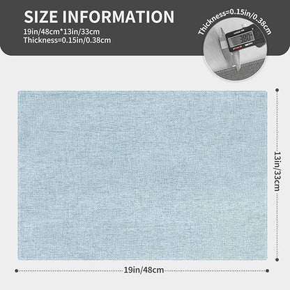 Cloth Placemats, Set of 6 Heat-Resistant Cotton Linen Blend Double Layered Machine Washable Place Mats, Wrinkle Free Thick Fabric Dining Table Mats for Indoors & Outdoors (Sky Blue, 6)