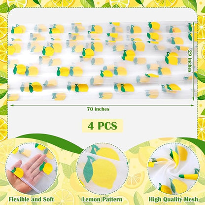 4 Pcs Lemon Tulle Table Runner 29 x70 inch Lemon Lace Table Runner Lemonade - Image 3
