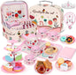 Tea Party Set for Little Girls, Kids Kitchen Pretend Playset, Montessori Toys by iAOVUEBY