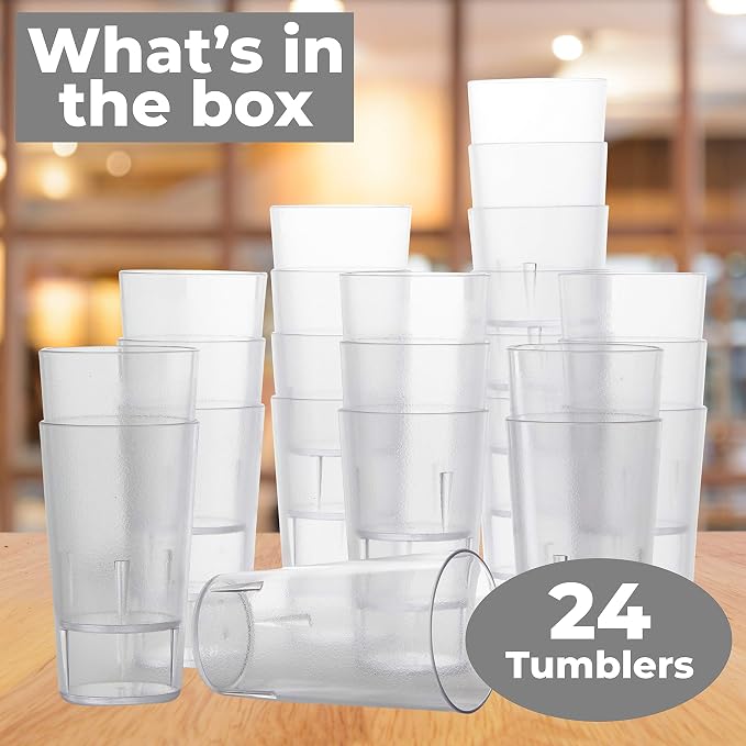 Restaurant Grade, BPA-Free 12oz Clear Plastic Cups 24pk. Super Durable - Image 8