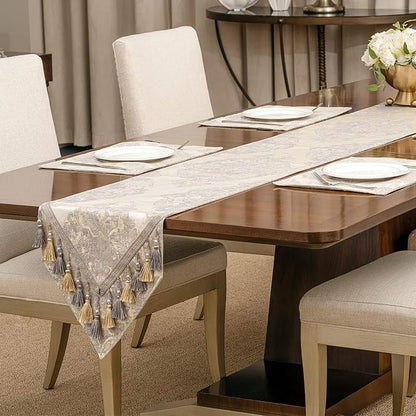 Loom and Mill Luxury Elegant Damask Table Runner 120 inches Long, 13x120 inch - Image 6