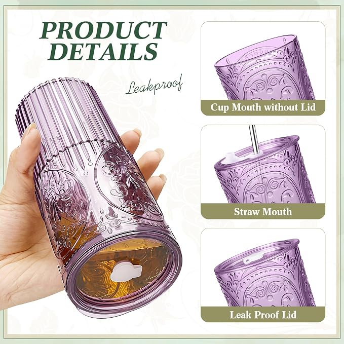 2 Set 20oz Vintage Plastic Tumbler - Image 3