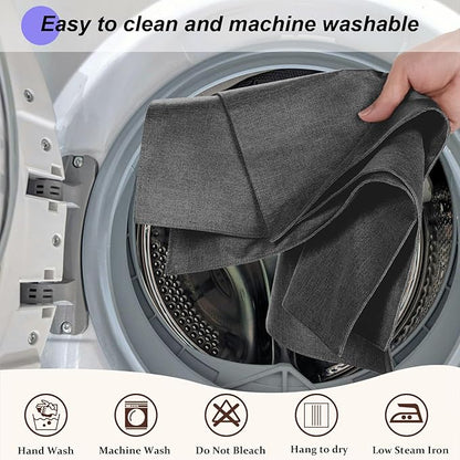 Cloth Placemats Set of 4, Cotton Linen Blend Machine Washable Double Layered Durable Place Mats Heat Resistant Placemats Wrinkle Free Thick Fabric Dining Table Mats (Dark Grey, 4)