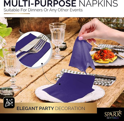 100 Pack Purple Beverage Napkins, Big Party Pack, 2 Ply, Ideal for Wedding, Party, Birthday, Dinner, Lunch, Cocktails. (5” x 5”) by Amcrate