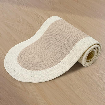 Encasa XO Dining Table Runner, Handmade Ribbed Cotton 12"x54" Beige & Off White - Image 2