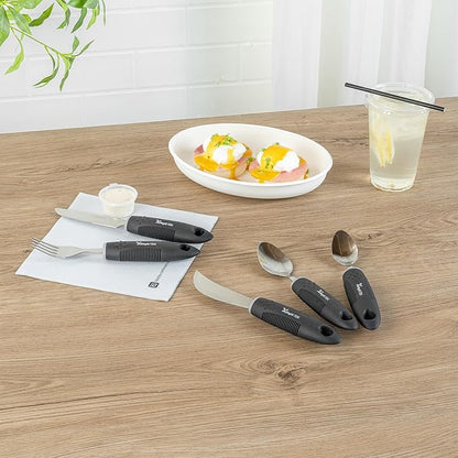 Restaurantware Adaptive Utensils - 1 count Stainless Steel, 9.843 x 5.118 x 1.575 Inches, Ergonomic Eating Aids, Non-Slip Utensil Set for Arthritis, Secure Grip Design, Black
