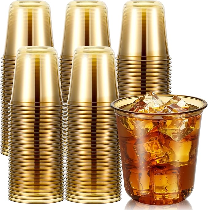 Ziliny 100 Pcs Disposable Stemless Glasses 12oz Crystal Plastic Wine Glasses by Ziliny