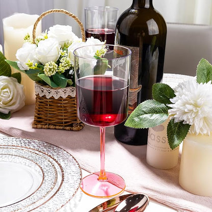 Ciaell 12 Pack Pink Plastic Wine Glasses - Image 8