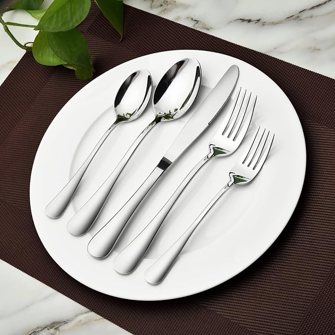 Silverware Set for 12, 60 Piece Stainless Steel Flatware Utensil Cutlery Set | - Image 6
