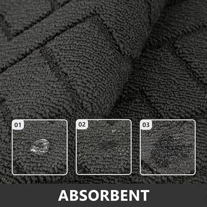 hicorfe Kitchen Rugs and Mats Sets,2 Pieces Super Absorbent Polypropylene Non-Slip Rug,Soft Comfort Floor Mat,Washable for Kitchen,Hallway,Office,Sink,Laundry(24" x 35"+24" x 71",Charcoal)