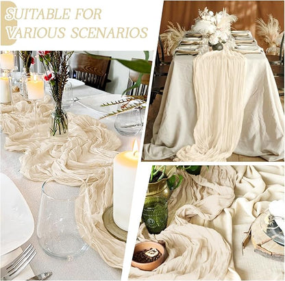 6 Pack Ivory Cheesecloth Table Runner 17x108 Inch Semi Sheer Boho Gauze Cheese - Image 3