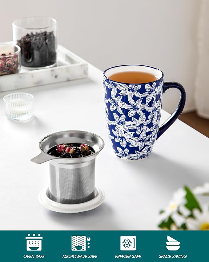 vancasso SELENE Porcelain Tea Mug, 18 oz Porcelain Tea Cup - Image 3