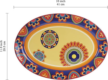 Bico Tunisian 16 plus 14 inch Oval Platters Set, Set of 2, Microwave and Dishwasher Safe, for Serving Fish, Chicken, Turkey