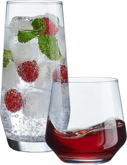 Le'raze Everyday Drinking Glasses Set of 8-4 Tall Highball Glass Cups & 4 Short by LERAZE