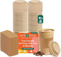 ECO SOUL 25 Pack 16 oz Disposable Coffee Cups with Lids & Sleeves Eco-Friendly, Biodegradable, Compostable, Leak-free & Sturdy To Go Hot Drink Cup for Tea, Chocolate Party Travel Cafe Office & Home