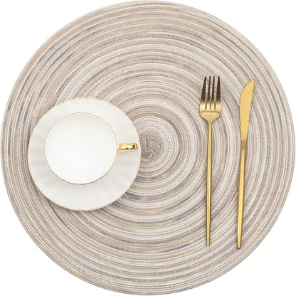 SHACOS Round Braided Placemats 15 inch Set of 6 Washable Kitchen Table Placemats - Image 2