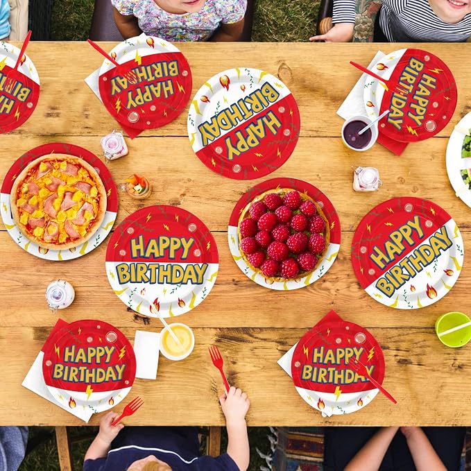 Grencian 200Pcs Cartoon Anime Happy Birthday Party Supplies, Serves 50 | - Image 7