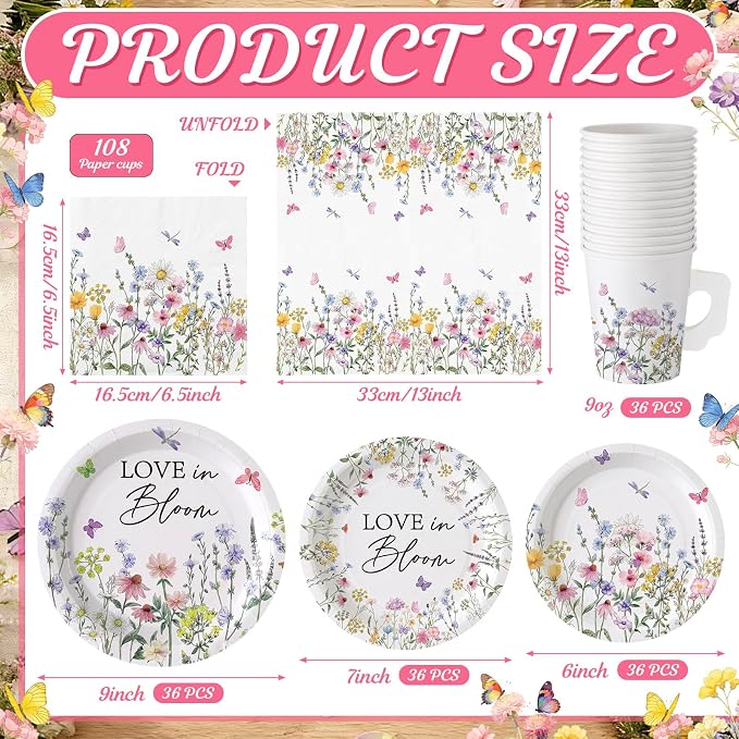 Pickmesh 252 Pcs Love in Bloom Tea Party Supplies - Image 4