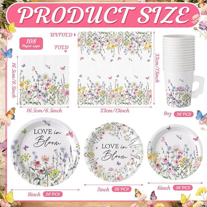 Pickmesh 252 Pcs Love in Bloom Tea Party Supplies - Image 4