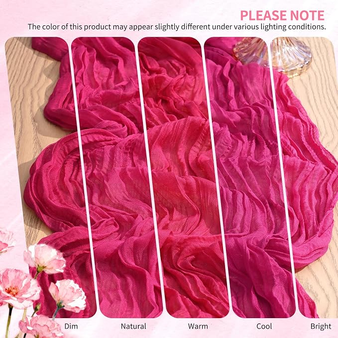 30 Pack Cheesecloth Table Runner 10FT Hot Pink Table Runner Boho Gauze Cheese - Image 7