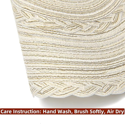 SHACOS Boho Round Placemats Set of 8 Braided Border Round Place Mats 15 inch Washable Dining Table Mats for Home Wedding Holiday Party (Ivory Bordered, 8)